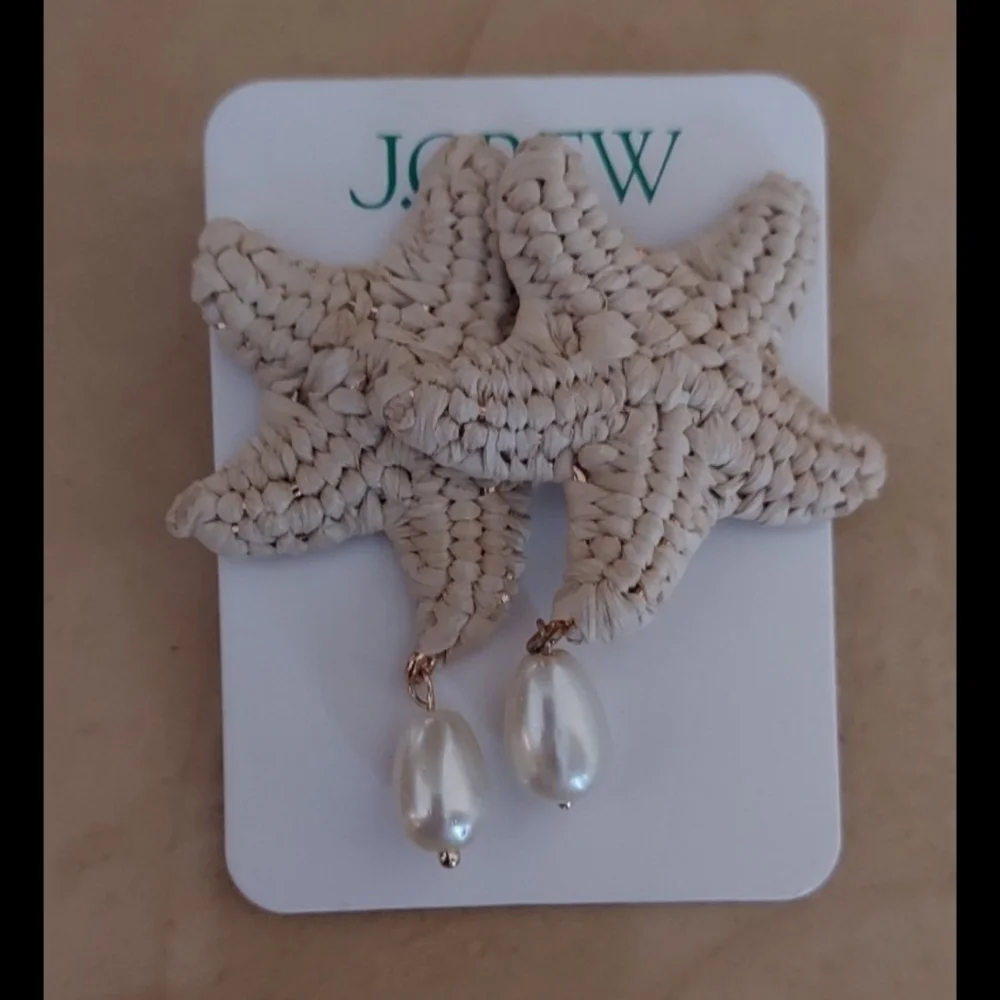 J.Crew Raffia Starfish Statement Earrings BNWT SO RETIRED $70 RETIRED